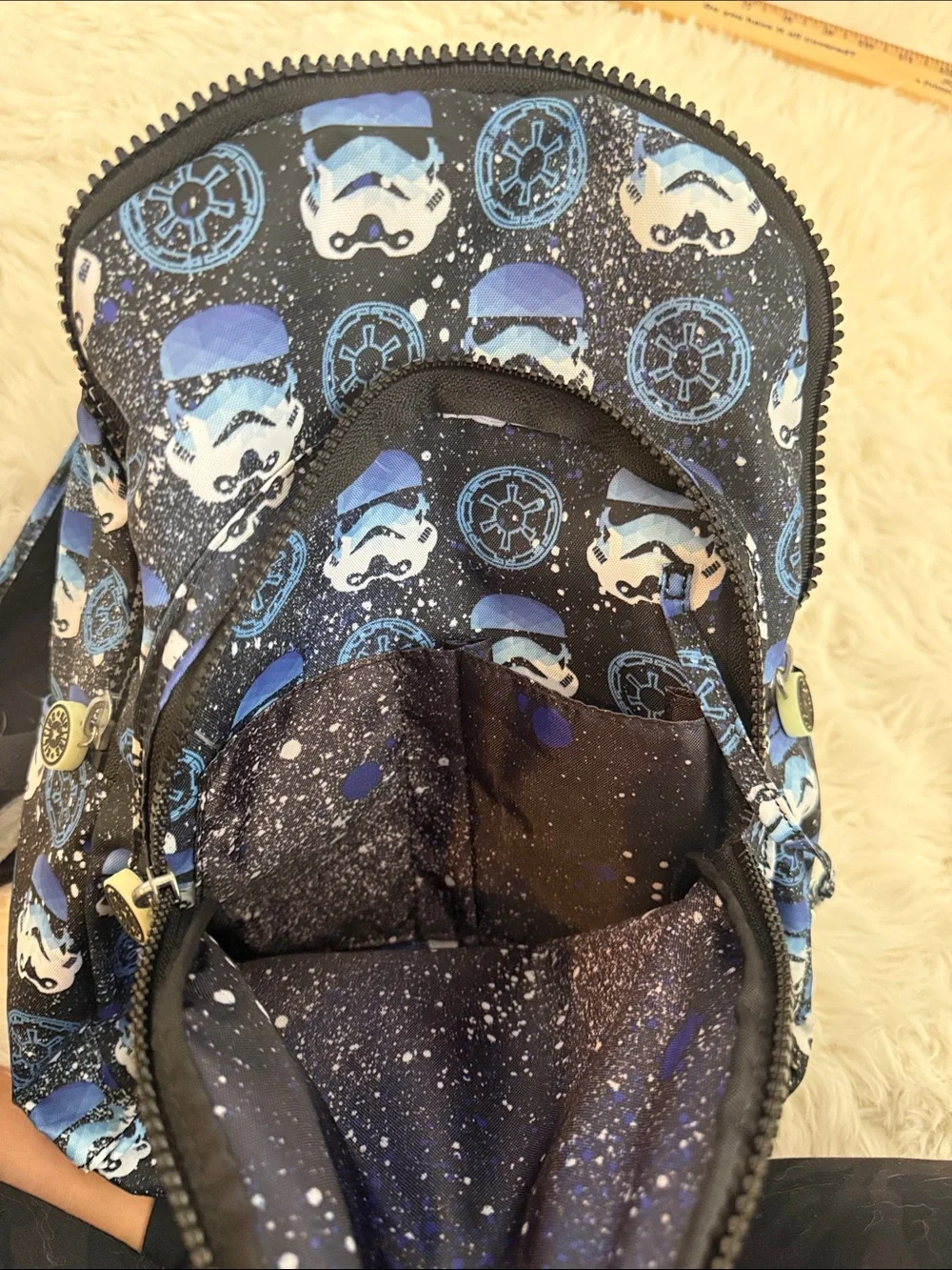 Kipling Kid’s Seoul S Black and Blue Stormtrooper Print Backpack
